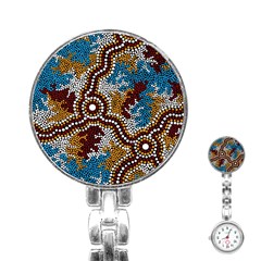 Authentic Aboriginal Art - Wetland Dreaming Stainless Steel Nurses Watch by hogartharts