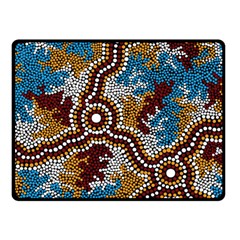 Authentic Aboriginal Art - Wetland Dreaming Two Sides Fleece Blanket (small) by hogartharts