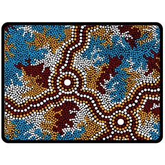 Authentic Aboriginal Art - Wetland Dreaming Two Sides Fleece Blanket (large) by hogartharts