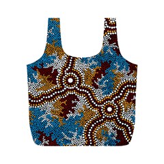 Authentic Aboriginal Art - Wetland Dreaming Full Print Recycle Bag (m) by hogartharts