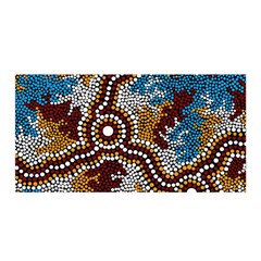 Authentic Aboriginal Art - Wetland Dreaming Satin Wrap 35  X 70  by hogartharts