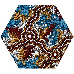 Authentic Aboriginal Art - Wetland Dreaming Wooden Puzzle Hexagon by hogartharts