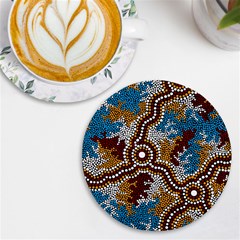 Authentic Aboriginal Art - Wetland Dreaming Uv Print Round Tile Coaster by hogartharts