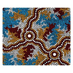 Authentic Aboriginal Art - Wetland Dreaming Premium Plush Fleece Blanket (small) by hogartharts