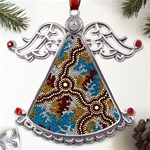 Authentic Aboriginal Art - Wetland Dreaming Metal Angel with Crystal Ornament Front