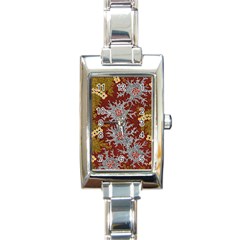 Authentic Aboriginal Art - Bushland Dreaming Rectangle Italian Charm Watch by hogartharts