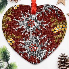 Authentic Aboriginal Art - Bushland Dreaming Ornament (heart) by hogartharts