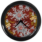 Authentic Aboriginal Art - Bushland Dreaming Wall Clock (Black) Front