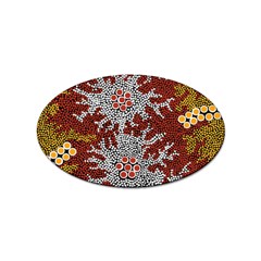 Authentic Aboriginal Art - Bushland Dreaming Sticker Oval (100 Pack) by hogartharts