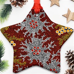 Authentic Aboriginal Art - Bushland Dreaming Star Ornament (two Sides) by hogartharts