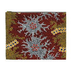 Authentic Aboriginal Art - Bushland Dreaming Cosmetic Bag (xl) by hogartharts