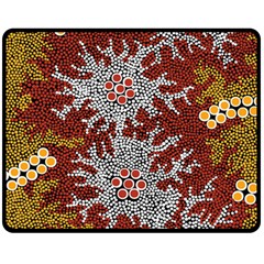 Authentic Aboriginal Art - Bushland Dreaming Fleece Blanket (medium) by hogartharts