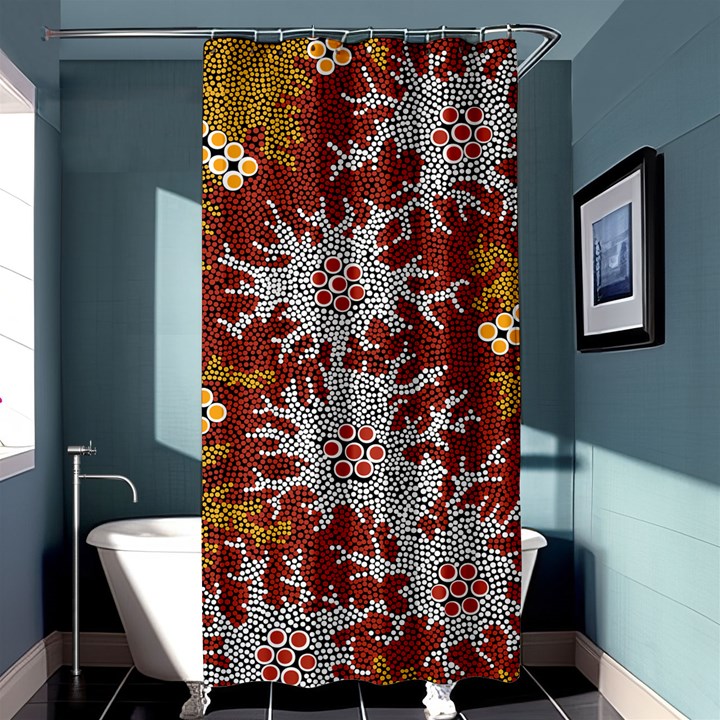 Authentic Aboriginal Art - Bushland Dreaming Shower Curtain 36  x 72  (Stall) 