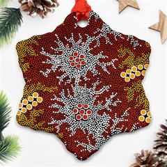 Authentic Aboriginal Art - Bushland Dreaming Ornament (snowflake) by hogartharts