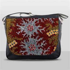 Authentic Aboriginal Art - Bushland Dreaming Messenger Bag by hogartharts