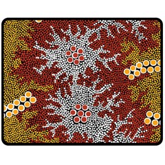 Authentic Aboriginal Art - Bushland Dreaming Two Sides Fleece Blanket (medium) by hogartharts