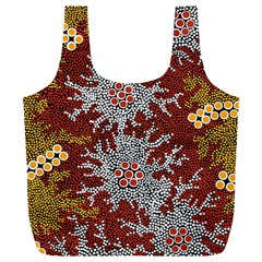 Authentic Aboriginal Art - Bushland Dreaming Full Print Recycle Bag (xl) by hogartharts