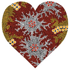 Authentic Aboriginal Art - Bushland Dreaming Wooden Puzzle Heart by hogartharts