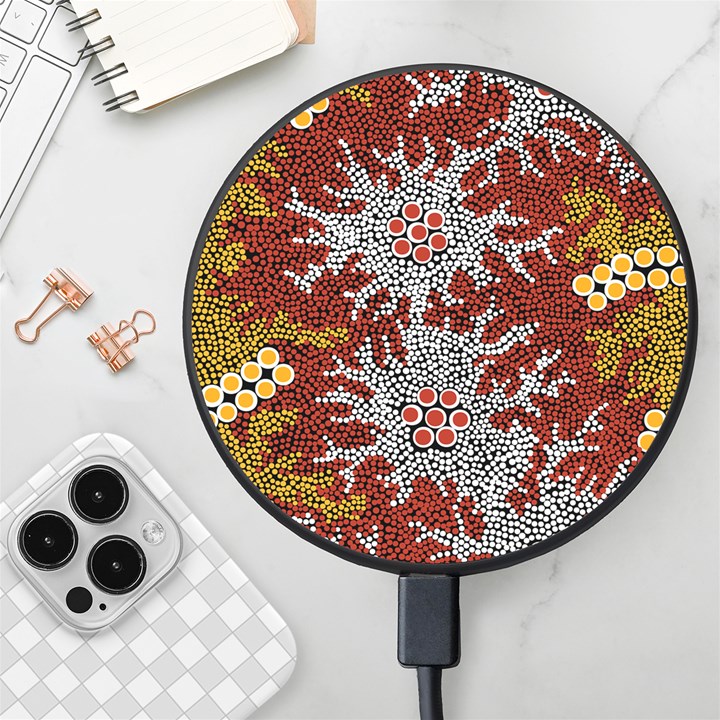 Authentic Aboriginal Art - Bushland Dreaming Wireless Fast Charger(Black)