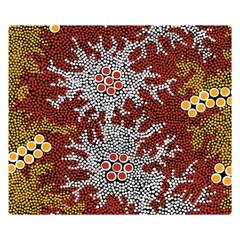 Authentic Aboriginal Art - Bushland Dreaming Premium Plush Fleece Blanket (small) by hogartharts