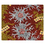 Authentic Aboriginal Art - Bushland Dreaming Premium Plush Fleece Blanket (Small) 50 x40  Blanket Front