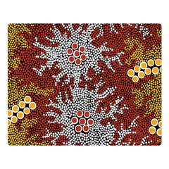 Authentic Aboriginal Art - Bushland Dreaming Premium Plush Fleece Blanket (large) by hogartharts