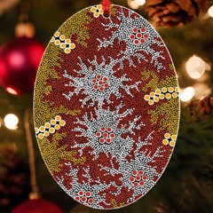 Authentic Aboriginal Art - Bushland Dreaming Uv Print Acrylic Ornament Oval by hogartharts