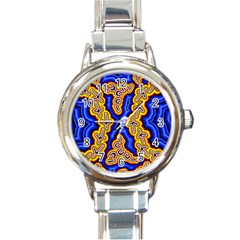 Authentic Aboriginal Art - Emu Dreaming Round Italian Charm Watch by hogartharts