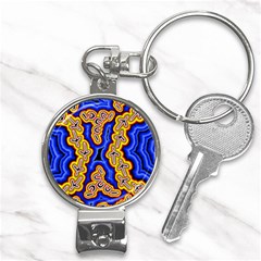 Authentic Aboriginal Art - Emu Dreaming Nail Clippers Key Chain by hogartharts