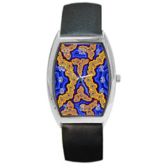 Authentic Aboriginal Art - Emu Dreaming Barrel Style Metal Watch by hogartharts