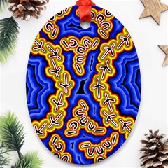 Authentic Aboriginal Art - Emu Dreaming Oval Ornament (two Sides) by hogartharts