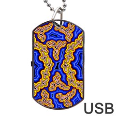 Authentic Aboriginal Art - Emu Dreaming Dog Tag Usb Flash (two Sides) by hogartharts