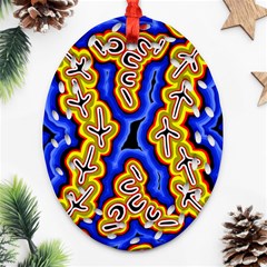 Authentic Aboriginal Art - Emu Dreaming Ornament (oval Filigree) by hogartharts