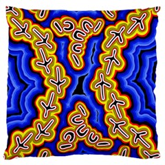 Authentic Aboriginal Art - Emu Dreaming Large Cushion Case (two Sides) by hogartharts