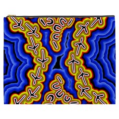 Authentic Aboriginal Art - Emu Dreaming Cosmetic Bag (xxxl) by hogartharts