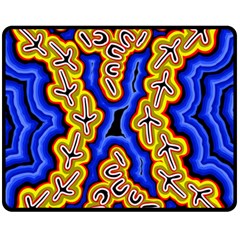 Authentic Aboriginal Art - Emu Dreaming Two Sides Fleece Blanket (medium) by hogartharts