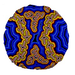 Authentic Aboriginal Art - Emu Dreaming Large 18  Premium Flano Round Cushions by hogartharts