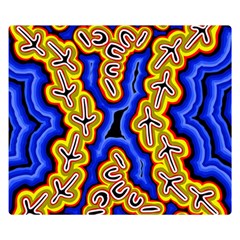 Authentic Aboriginal Art - Emu Dreaming Two Sides Premium Plush Fleece Blanket (small) by hogartharts