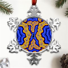 Authentic Aboriginal Art - Emu Dreaming Metal Small Snowflake Ornament by hogartharts