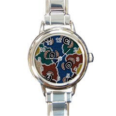 Authentic Aboriginal Art - Riverside Dreaming Round Italian Charm Watch by hogartharts