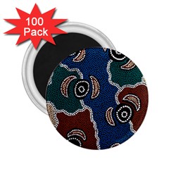 Authentic Aboriginal Art - Riverside Dreaming 2 25  Magnets (100 Pack)  by hogartharts