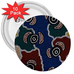 Authentic Aboriginal Art - Riverside Dreaming 3  Buttons (10 Pack)  by hogartharts