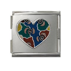 Authentic Aboriginal Art - Riverside Dreaming Mega Link Heart Italian Charm (18mm) by hogartharts