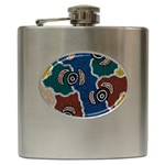 Authentic Aboriginal Art - Riverside Dreaming Hip Flask (6 oz) Front