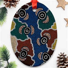 Authentic Aboriginal Art - Riverside Dreaming Oval Ornament (two Sides) by hogartharts