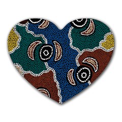 Authentic Aboriginal Art - Riverside Dreaming Heart Mousepad by hogartharts