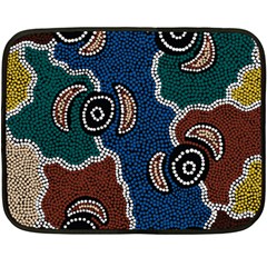 Authentic Aboriginal Art - Riverside Dreaming Two Sides Fleece Blanket (mini) by hogartharts