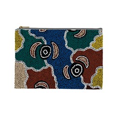 Authentic Aboriginal Art - Riverside Dreaming Cosmetic Bag (large) by hogartharts