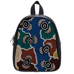 Authentic Aboriginal Art - Riverside Dreaming School Bag (small) by hogartharts