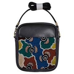 Authentic Aboriginal Art - Riverside Dreaming Girls Sling Bag by hogartharts